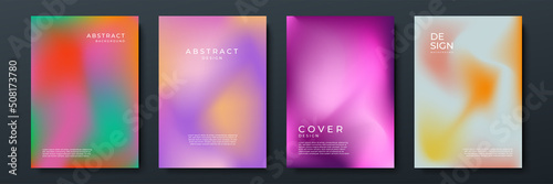 Blurred backgrounds set with modern abstract blurred color gradient patterns on white. Smooth templates collection for brochures, posters, banners, flyers and cards. Vector illustration.