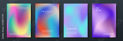 Blurred backgrounds set with modern abstract blurred color gradient patterns on white. Smooth templates collection for brochures, posters, banners, flyers and cards. Vector illustration.