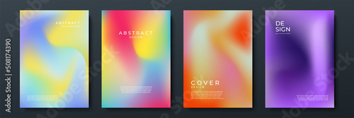 Blurred backgrounds set with modern abstract blurred color gradient patterns on white. Smooth templates collection for brochures, posters, banners, flyers and cards. Vector illustration.
