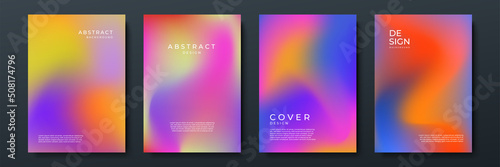 Blurred backgrounds set with modern abstract blurred color gradient patterns. Smooth templates collection for brochures, posters, banners, flyers and cards. Vector illustration.