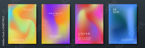 Blurred backgrounds set with modern abstract blurred color gradient patterns. Smooth templates collection for brochures, posters, banners, flyers and cards. Vector illustration.
