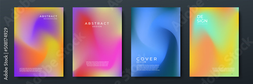 Blurred backgrounds set with modern abstract blurred color gradient patterns. Smooth templates collection for brochures, posters, banners, flyers and cards. Vector illustration.