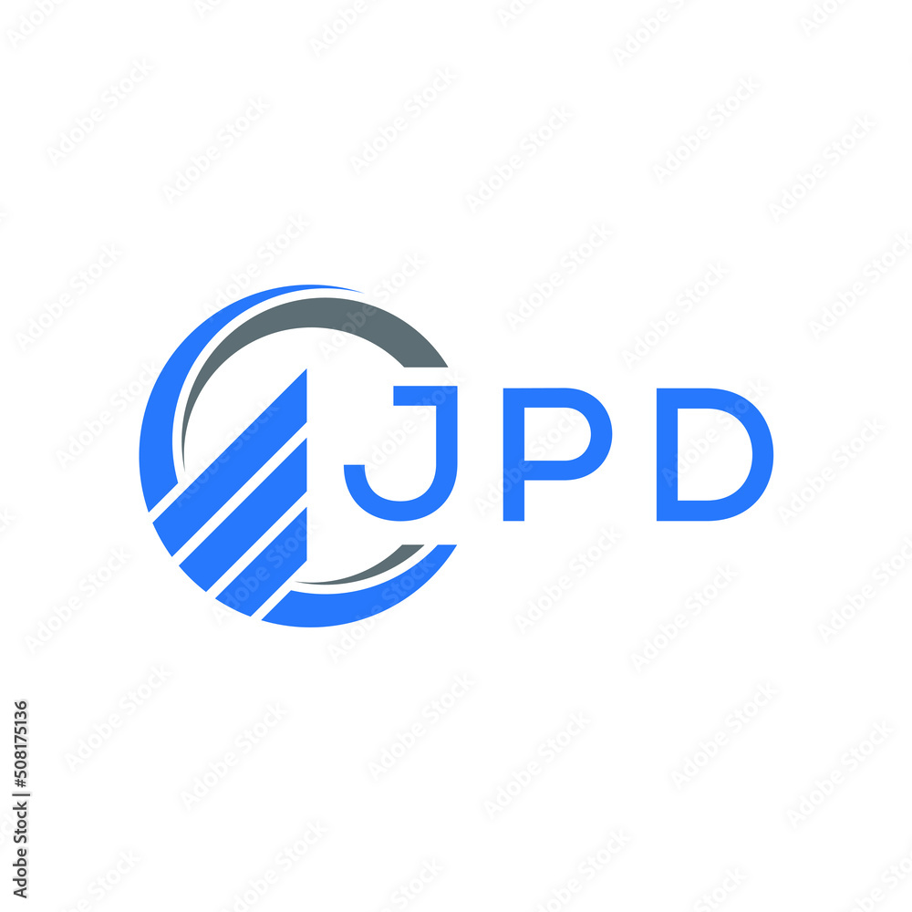 JPD Flat accounting logo design on white  background. JPD creative initials Growth graph letter logo concept. JPD business finance logo design.