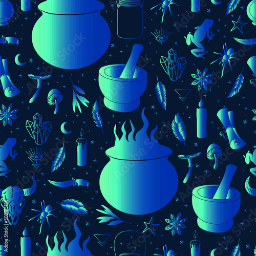 halloween vector seamless pattern witchcraft drawing