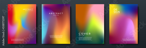 Blurred backgrounds set with modern abstract blurred color gradient patterns on white. Smooth templates collection for brochures, posters, banners, flyers and cards. Vector illustration.