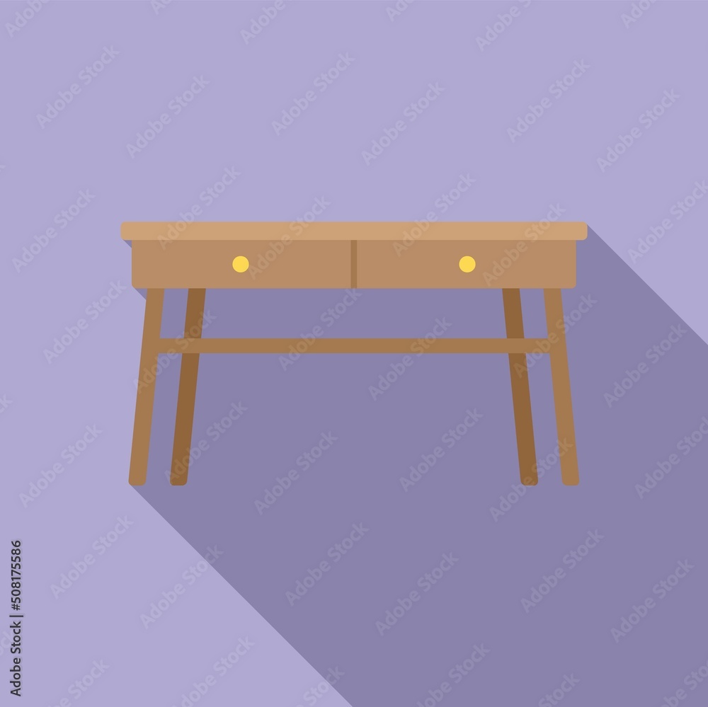 Picnic table icon flat vector. Wood desk Picnic table icon flat vector. Wood desk