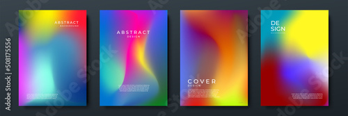Blurred backgrounds set with modern abstract blurred color gradient patterns. Smooth templates collection for brochures, posters, banners, flyers and cards. Vector illustration.