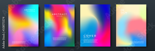 Blurred backgrounds set with modern abstract blurred color gradient patterns. Smooth templates collection for brochures, posters, banners, flyers and cards. Vector illustration.