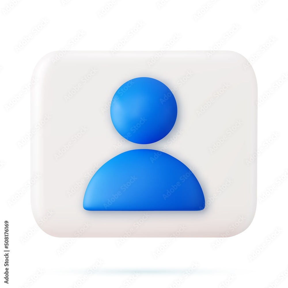 3d square white icon button person