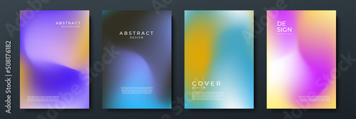 Blurred backgrounds set with modern abstract blurred color gradient patterns. Smooth templates collection for brochures, posters, banners, flyers and cards. Vector illustration.