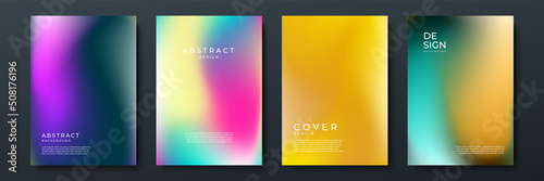 Blurred backgrounds set with modern abstract blurred color gradient patterns. Smooth templates collection for brochures, posters, banners, flyers and cards. Vector illustration.