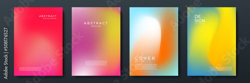 Blurred backgrounds set with modern abstract blurred color gradient patterns. Smooth templates collection for brochures, posters, banners, flyers and cards. Vector illustration.