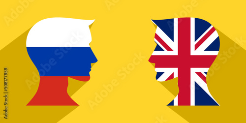 face to face concept. russia vs british. vector illustration	