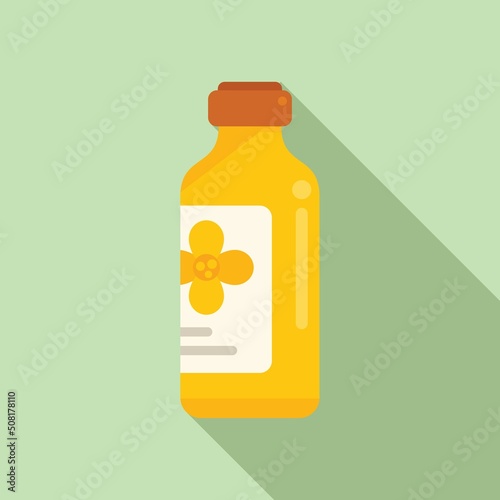 Canola oil shampoo icon flat vector. Flower plant
