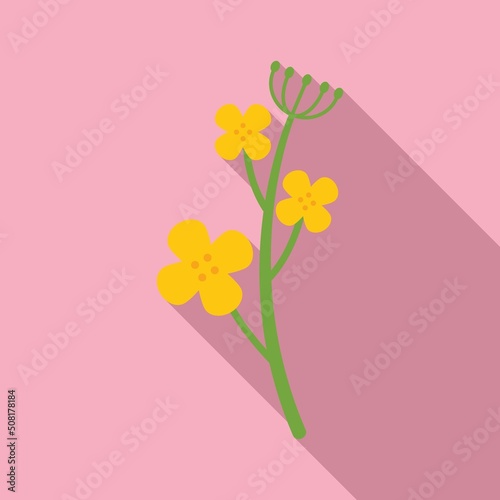 Canola plant icon flat vector. Oil flower