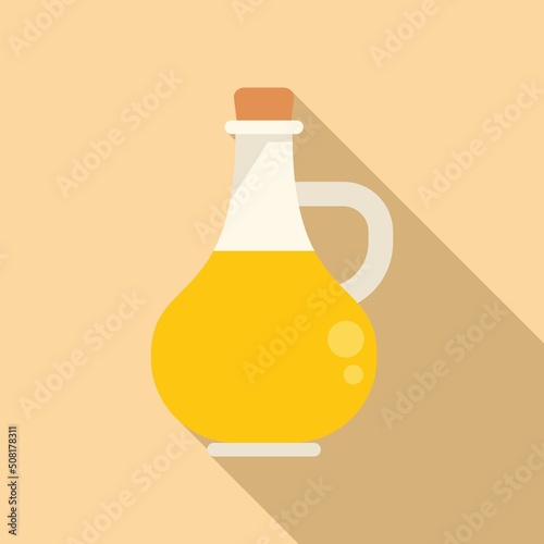Canola oil glass bottle icon flat vector. Plant seed