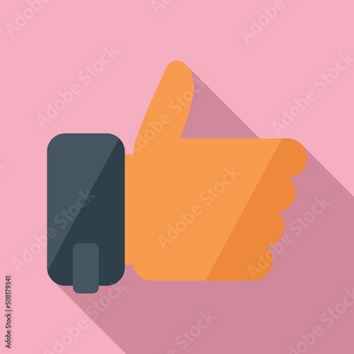 Thumb up trust icon flat vector. Rate star