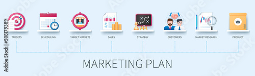 Marketing plan vector infographics in 3d style