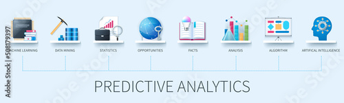 Predictive analytics vector infographics in 3d style
