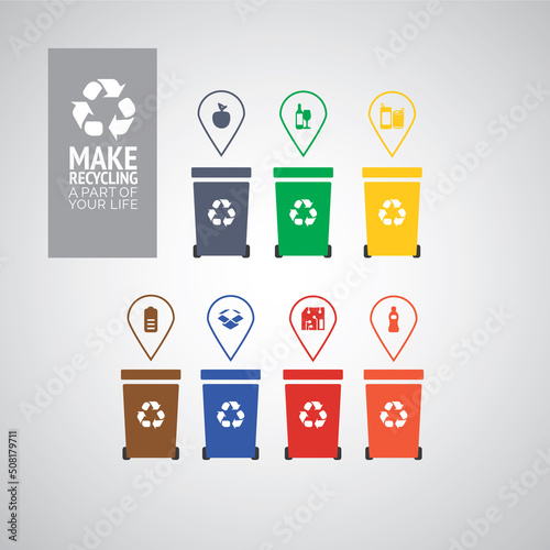 set of icons recycle bin