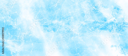 Blue and white color frozen ice surface background. White and blue watercolor splash wallpaper. Water splash or blotch background.