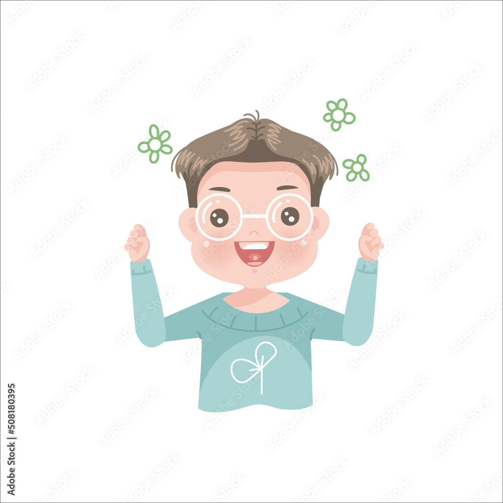 Positive expressions of feelings and gestures of little boy Positive expressions of feelings and gestures of little boy