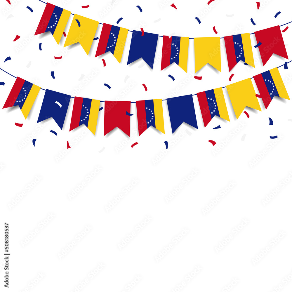 Vector Illustration of Venezuela Independence Day. Garland with the flag of Venezuela on a white background.
