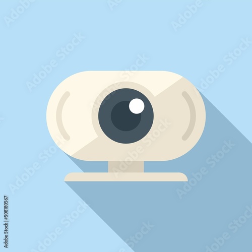 Server camera control icon flat vector. Data center