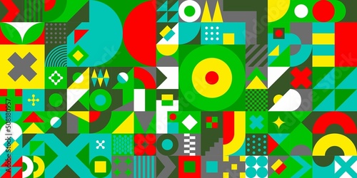 Seamless Abstract Vector Bauhaus Swiss Geometric Pattern Design Background 