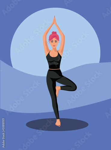 Yoga studio poster vrikshasana