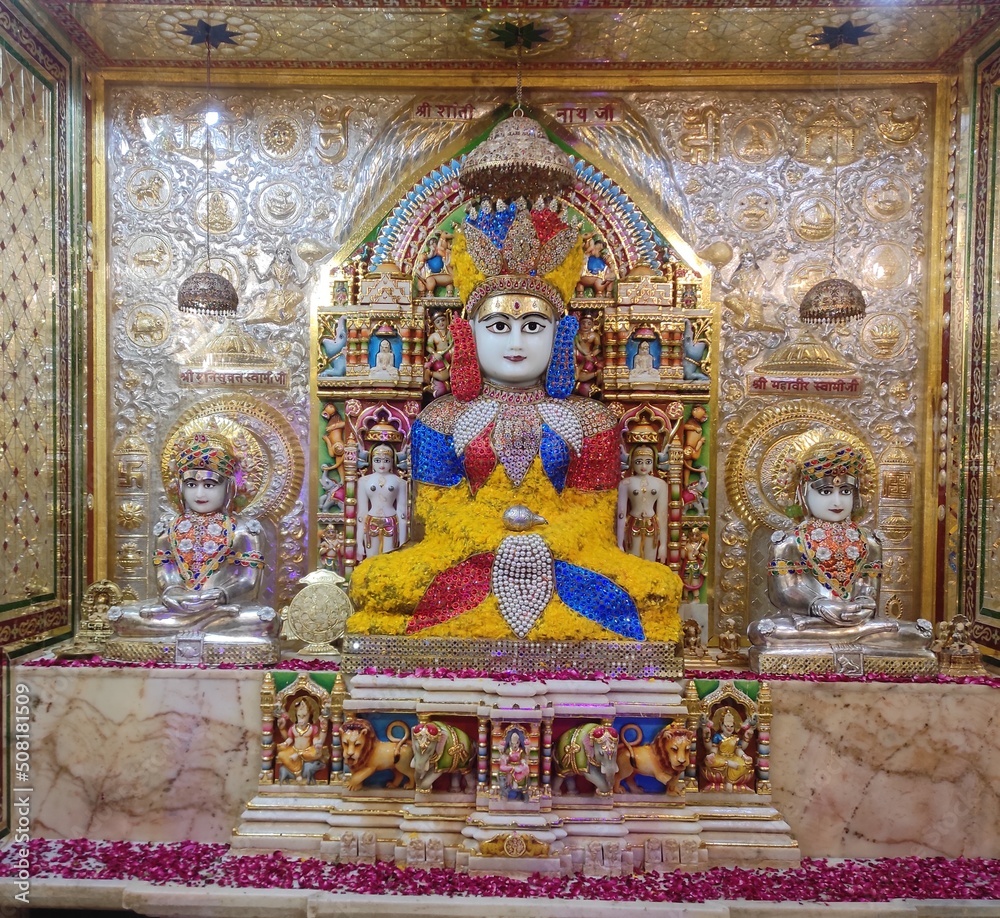 Jains God.Shantinatha was the sixteenth Tirthankara of the Avarspini period.Jain texts, Shantinath has been described as Kamadeva.