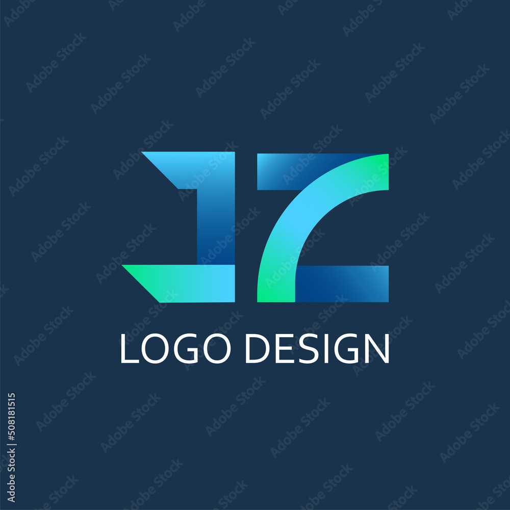 modern letter J Z gradient vector logo design