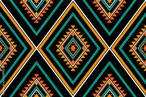 Geometric ethnic oriental seamless pattern traditional Design for background,carpet,wallpaper.clothing,wrapping,Batik fabric,Vector illustration.embroidery style - Sadu, sadou, sadow or sado
