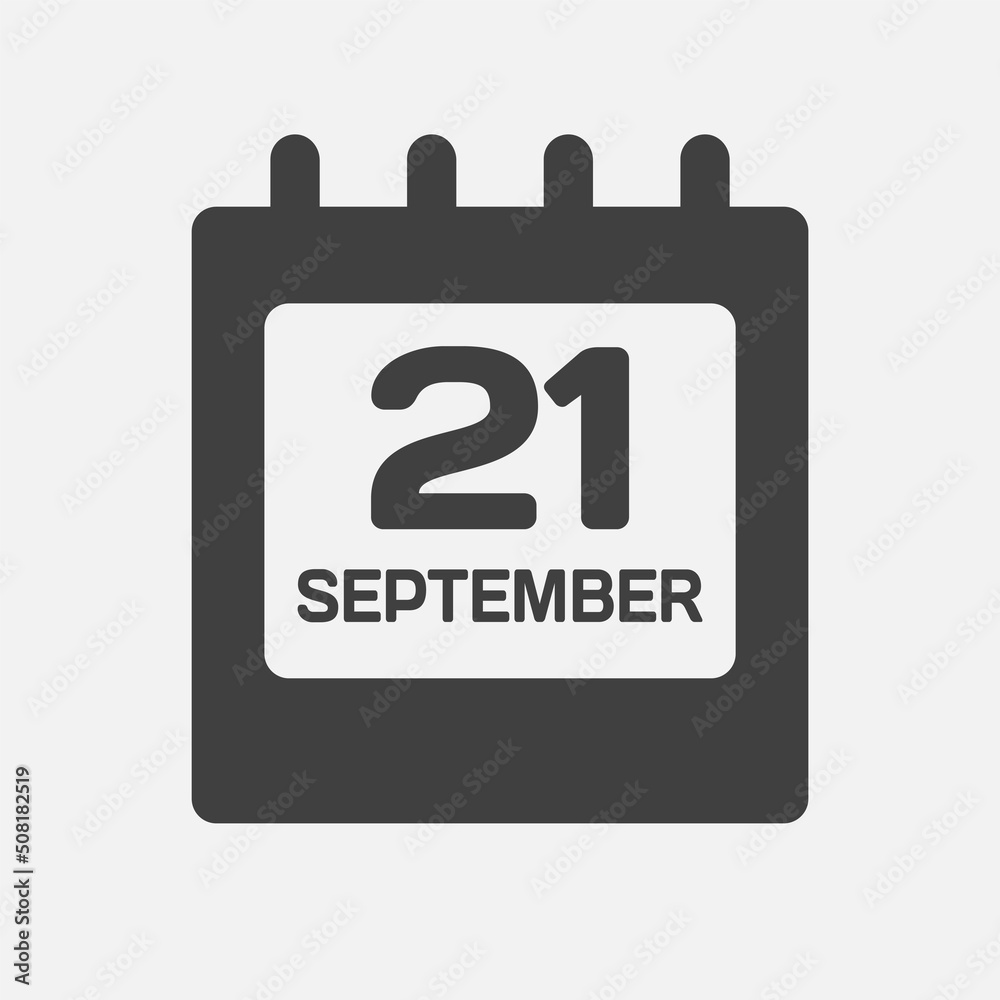 Icon day date 21 September, template calendar page Icon day date 21 September, template calendar page