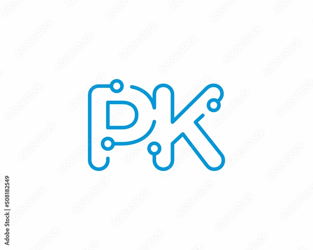 Abstract Letters PK Logo Design Template 001 - obrazy, fototapety, plakaty 