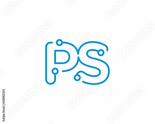 Abstract Letters PS Logo Design Template 001