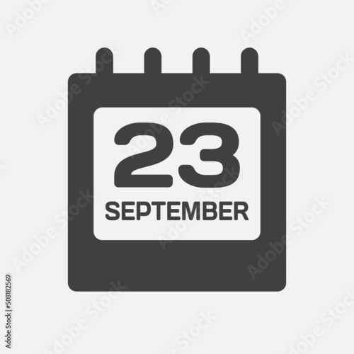 Icon day date 23 September, template calendar page