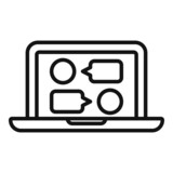 Laptop chat icon outline vector. Social web