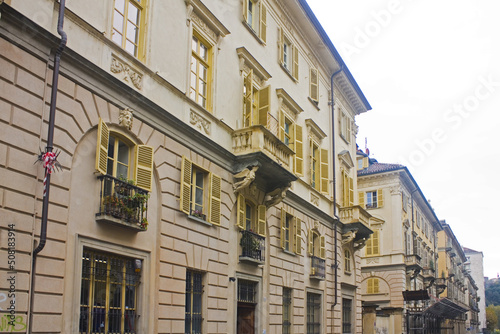 Fragment of a beautiful building in Old Town of Turin © Lindasky76
