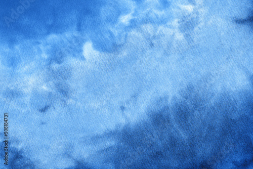 Ταπετσαρία Abstract tie dye indigo blue fabric cloth Boho pattern texture for background or groovy wedding card, sale flyer, 60s, 70s poster, kid tie-dye diy backdrop