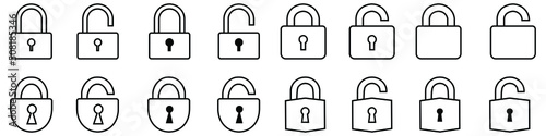 lock vector icon set. open or closed illustration sign collection. door symbol. unlock logo.