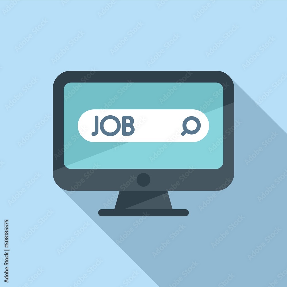 Job tap search icon flat vector. Online interview Job tap search icon flat vector. Online interview