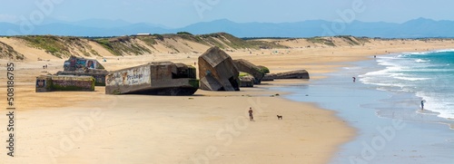 Schilderij op canvas Plage de la Savane - Santocha - Cap Breton - Landes - France