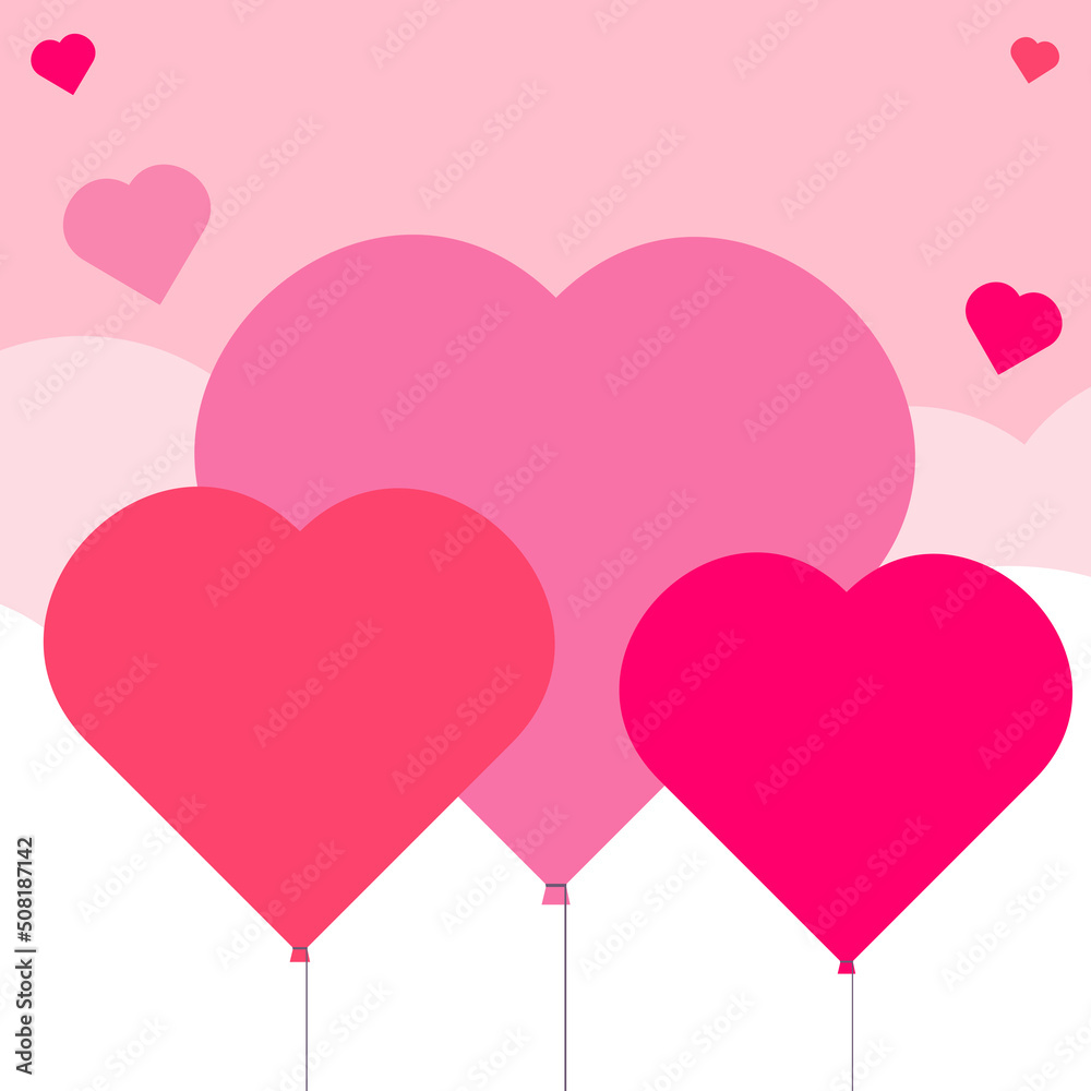 Love and valentine's day illustration with heart balloon, gift and clouds. Paper cut style. jpeg image jpg illustration

