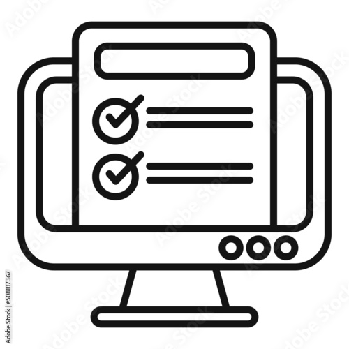 Approved job search icon outline vector. Online computer