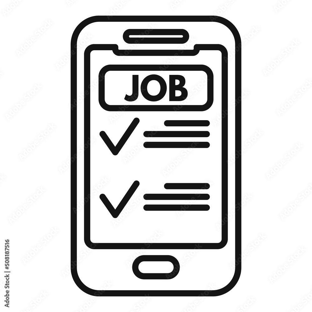Smartphone job search icon outline vector. Online employment Smartphone job search icon outline vector. Online employment
