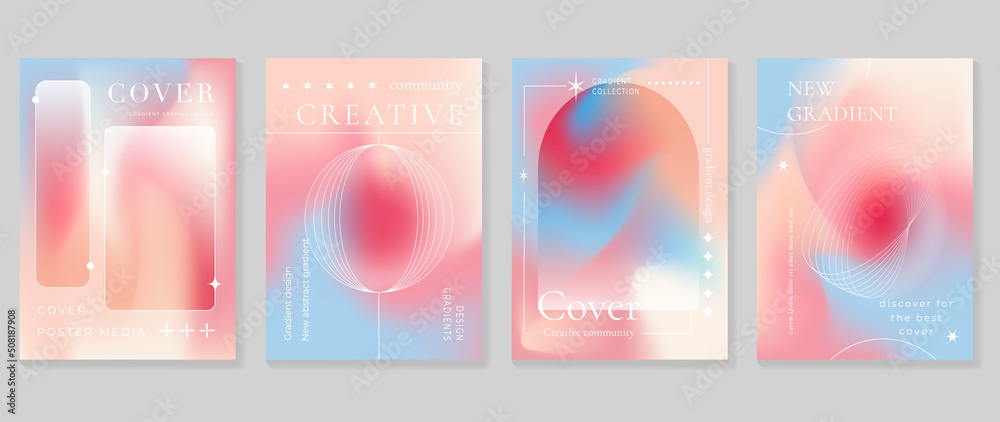 Abstract fluid gradient background vector. Minimalist style cover template with geometric shapes, colorful and liquid color. Modern wallpaper design perfect for social media, idol poster, photo frame.