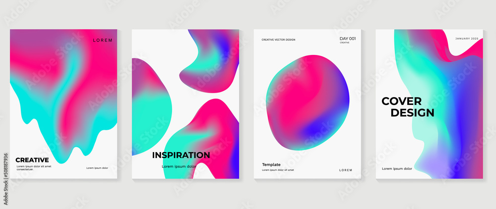 Abstract fluid gradient background vector. Minimalist style cover template with organic shapes, colorful and liquid color. Modern wallpaper design perfect for social media, idol poster, photo frame.