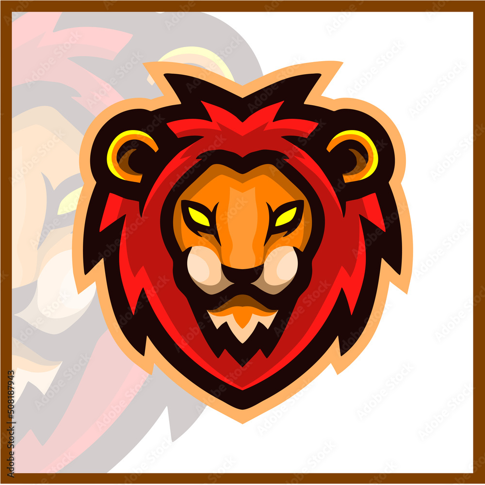 lion head mascot. esport logo design 