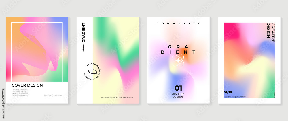 Abstract fluid gradient background vector. Minimalist style cover template with shapes, pastel colorful and liquid color. Modern wallpaper design perfect for social media, idol poster, photo frame.